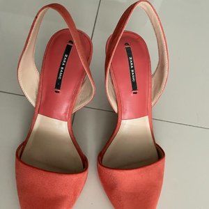 Coral Suede Closed Heels